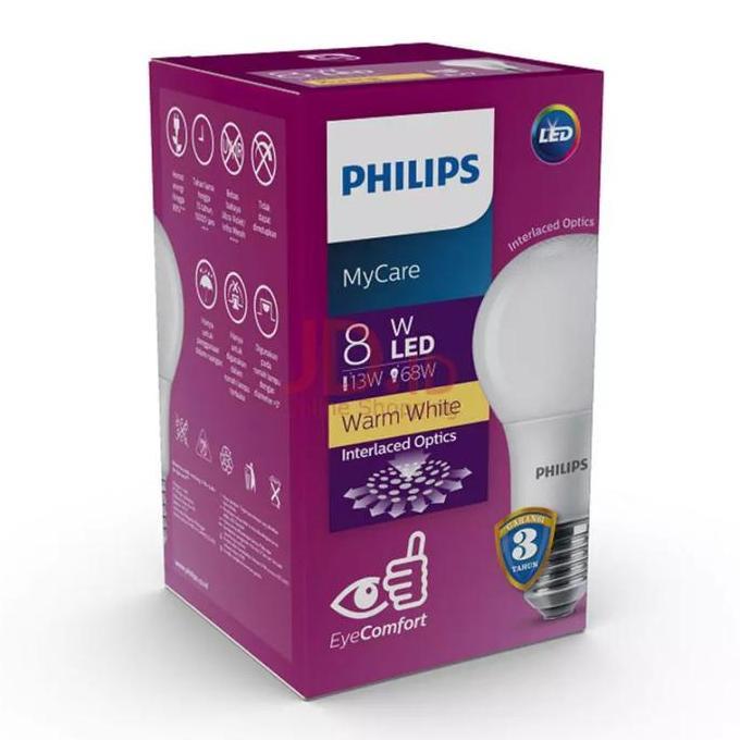 Ready LAMPU LED BULB PHILIPS 8 WATT KUNING BOHLAM LED PHILIPS 8 WATT