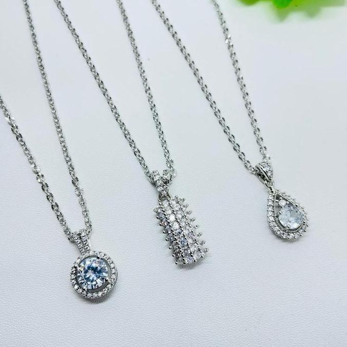 Sparkling- Kalung Hijab Nori Putih Titanium Panjang 60 Cm (Free Cincin) Kalung Titanium Anti Karat H