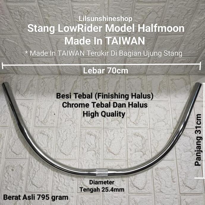 Stang Handlebar Halfmoon 25.4mm Sepeda Lowrider Cruiser Commuter Bike TAIWAN High Quality