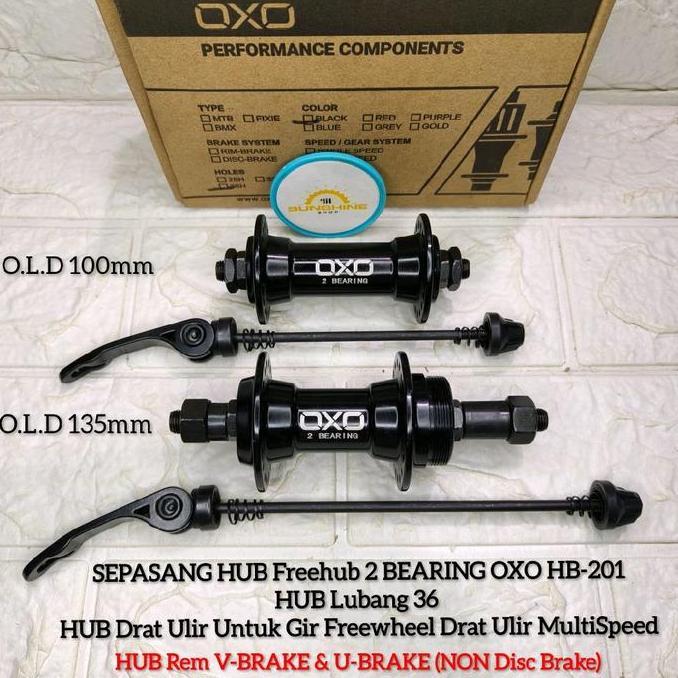 Hub 36H OXO HB201 HB810 BEARING QR Alloy DRAT ULIR Gir Freewheel Tumpuk MultiSpeed Sepeda MTB Federa