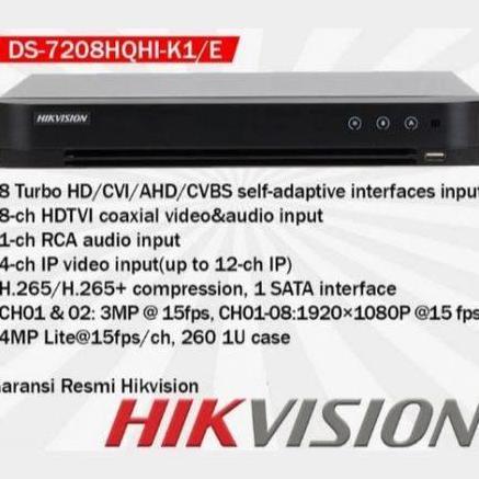 DVR 8 CHANNEL HIKVISION 5MP 7208HQHI M1/XT DVR 8CH HIKVISION SUPPORT TWO WAYS AUDIO HIKVISION
