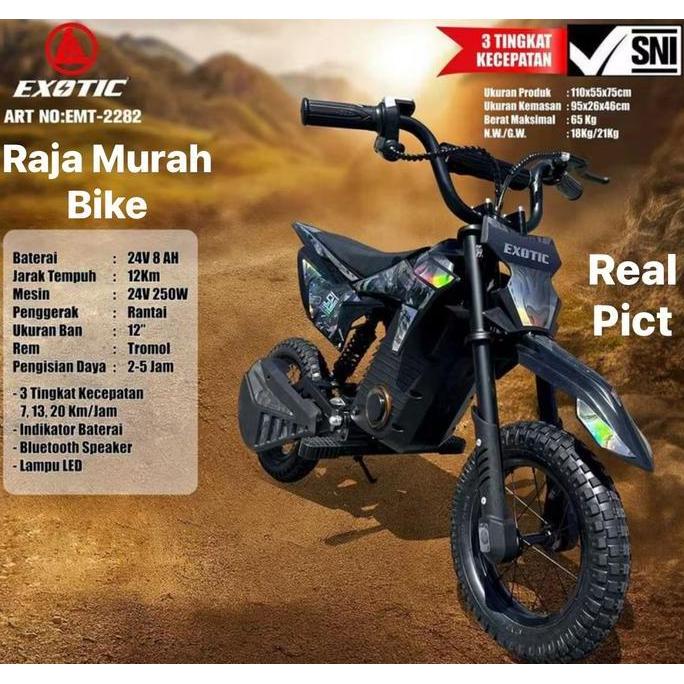 TERLARIS MAINAN MOTOR AKI EXOTIC EMT-2282 MOTOR TRAIL LISTRIK ANAK MAINAN ANAK MOTOR EXOTIC 2282