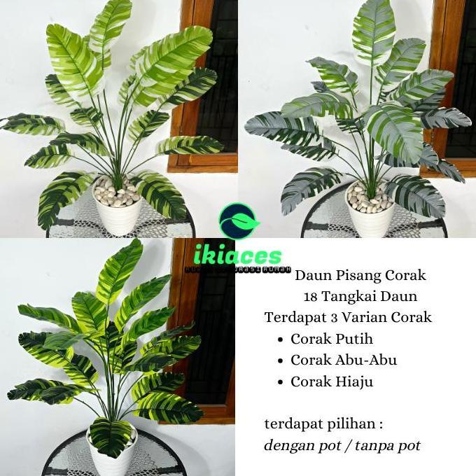 DAUN PISANG CORAK ARTIFISIAL DAUN PISANG JUMBO DEKORASI TANAMAN HIAS MURAH DAUN PLASTIK BUNGA PLASTI
