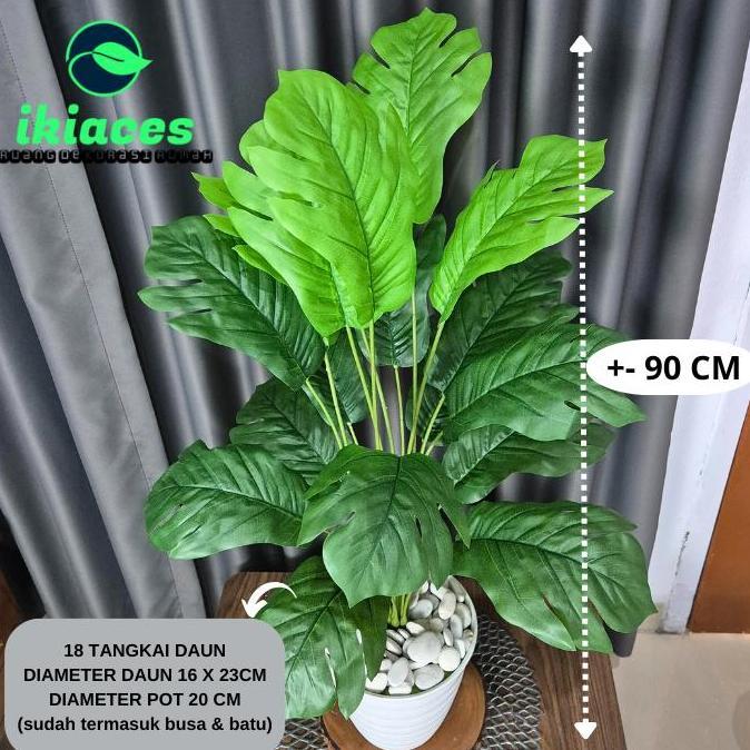 DAUN KELADI PLASTIK JUMBO POHON SUKUN ARTIFISIAL DEKORASI TANAMAN HIAS POJOKAN RUMAH POHON HIAS TING
