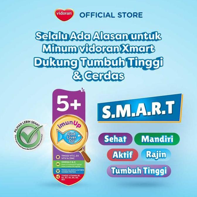 Gyunyu- Vidoran Xmart 5+ Coklat 700Gr Susu Anak 5 Tahun Ke Atas - 5 Box (Bubuk) - Exp : 02.2027