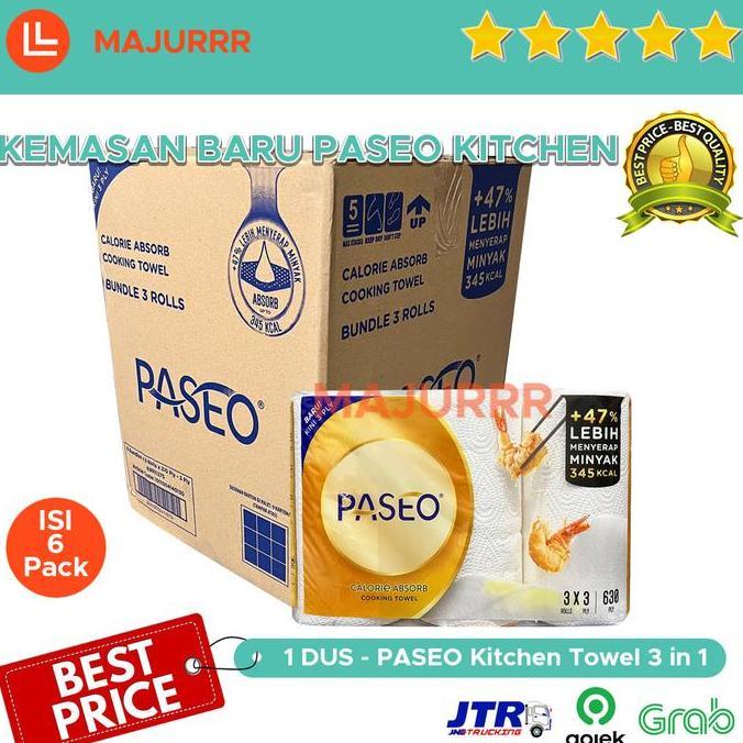 GROSIR Tissue PASEO KITCHEN Calorie Absorb Towel 3 Roll / 1 DUS isi 6
