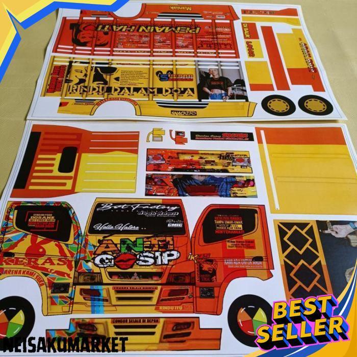 Lembaran Pola Stiker Miniatur Truk Oleng Ukuran 48Cm
