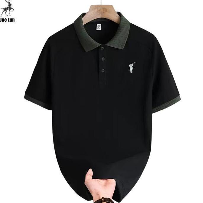 JUE LUN Polo Shirt Pria Knit Kerah Baju Polo Kaos Putih Polos Kaos Kerah Pria Lengan Pendek dengan D