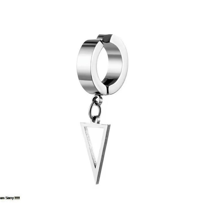 Terlaris Anting Titanium Pria Tindik Jepit Model Cowok Korea Casual Pilihan Silver Hitam