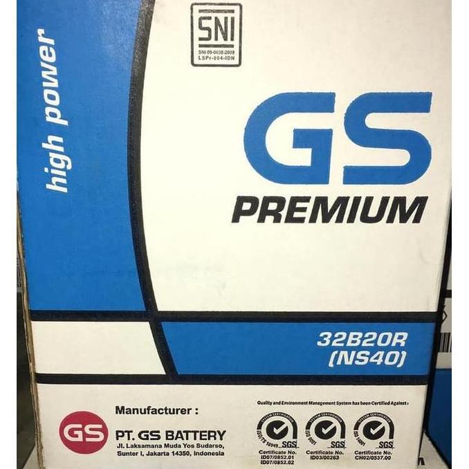 Aki Mobil / Battery GS ASTRA Type GS PREMIUM NS40 32B20R 12v 32 ah
