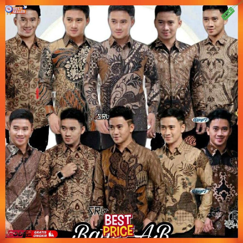 Batik Pria Coklat Kemeja Cowok Lengan Panjang M L Xl Xxl Terlaris Premium Modern Quality Warna Mocca