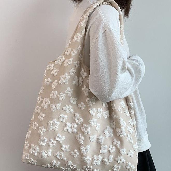 {Ready Stock} Yien Kt01 - Totebag & Make Up Pouch Flower Lace / Totebag Bordir Bunga / Tas Bahu Wani
