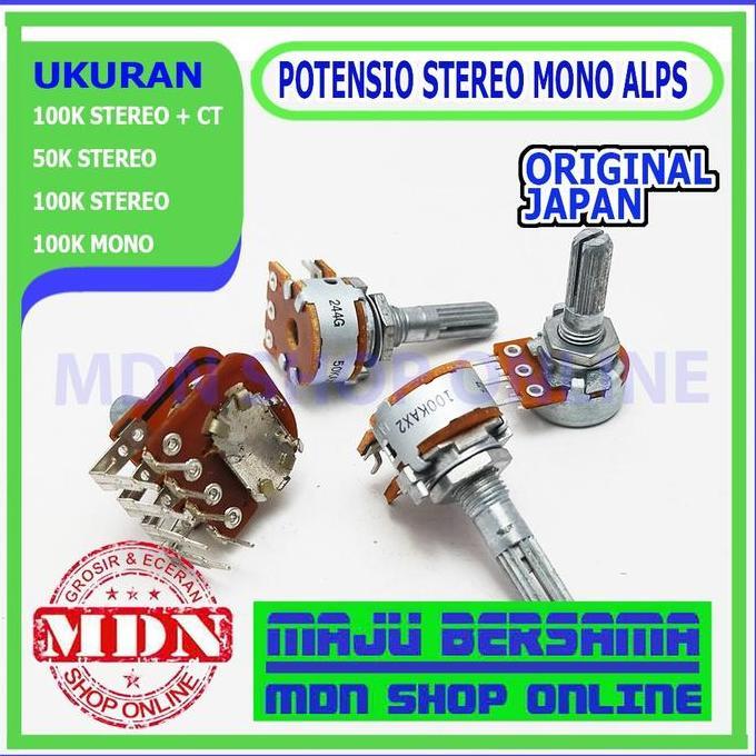 Potensio ALPS 100KBx2 50KAx2 100k 50k Stereo Mono Original Japan kualitas bagus