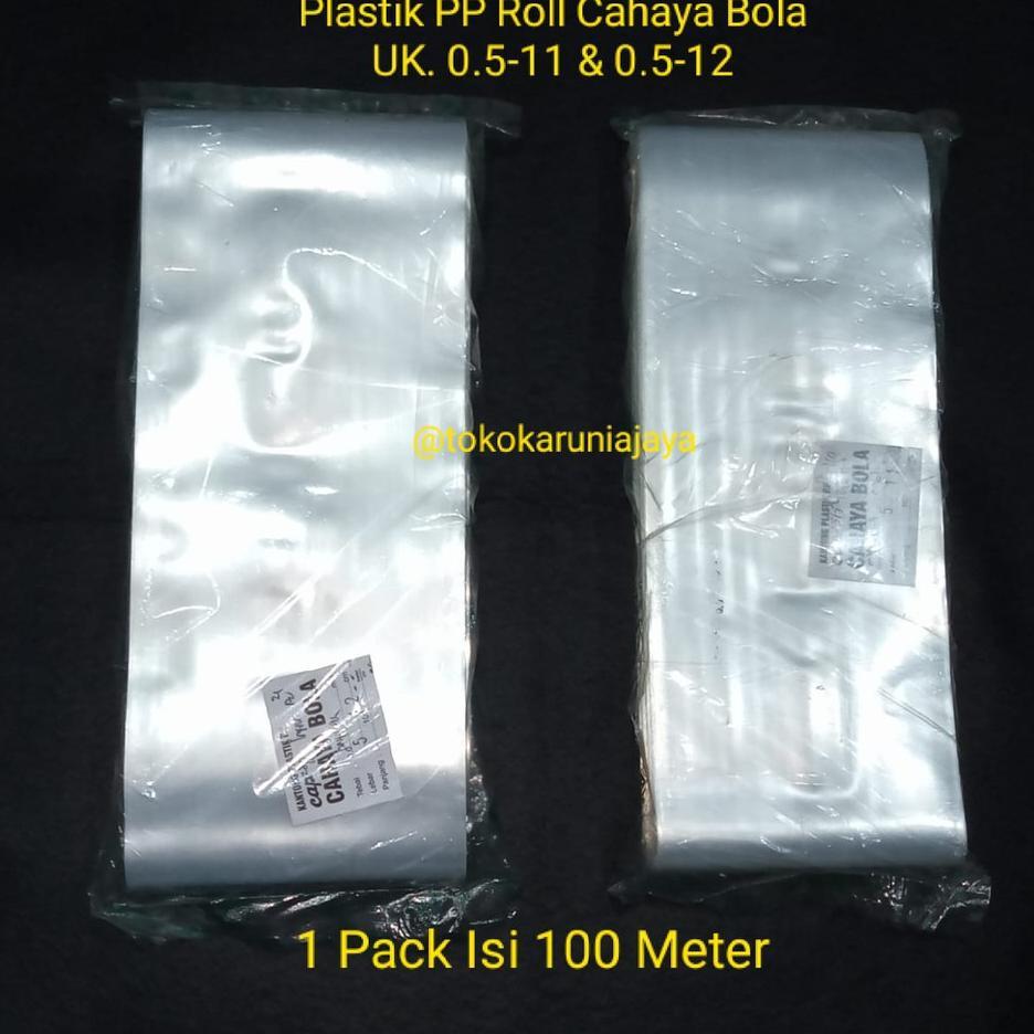 Plastik Pp Roll Tebal 0.5 Micron Ukuran Lebar 10 Cm, 11 Cm Dan 12 Cm (Merk Cahaya Bola / Isi 100 Met