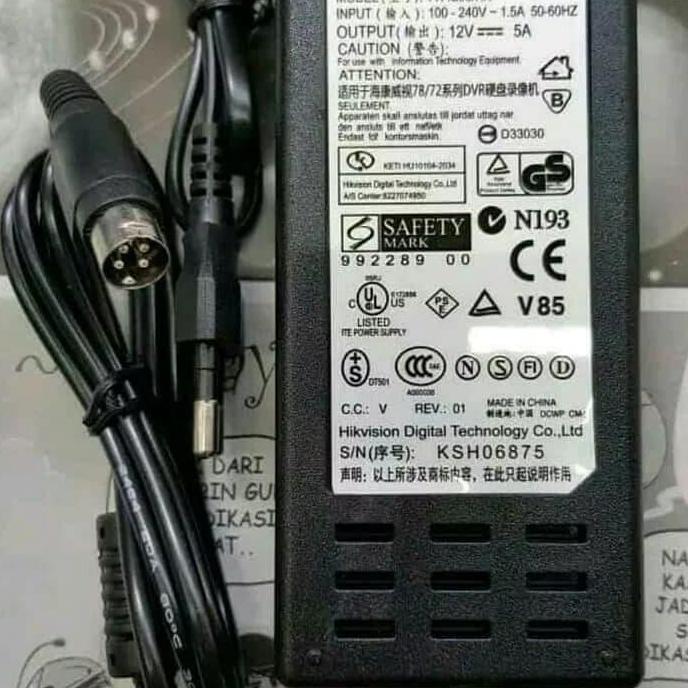 TERLARIS ADAPTOR HIKVISION 12V 5A/ADAPTOR CCTV HIKVISION