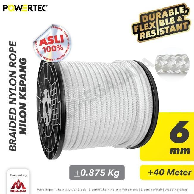 Powertec Tali Nilon Kepang 6Mm X 40M Braided Nylon Rope