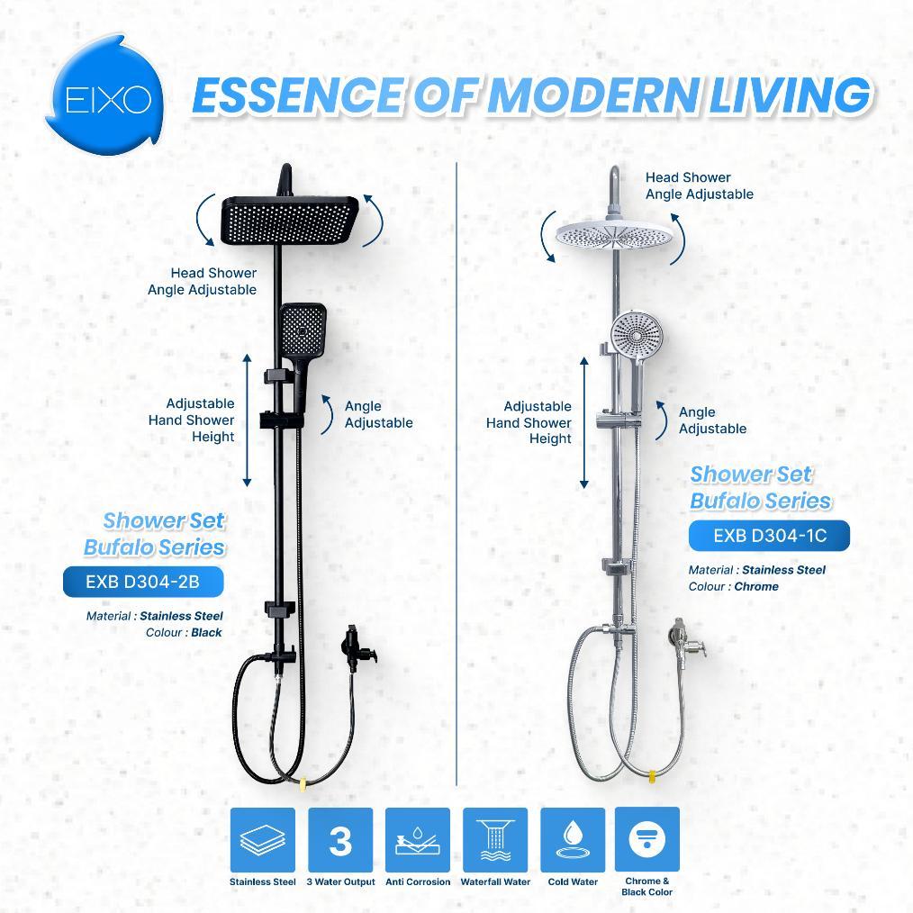 Shower Set Minimalis Kamar Mandi Stainless Steel EIXO Bufalo Cold Only