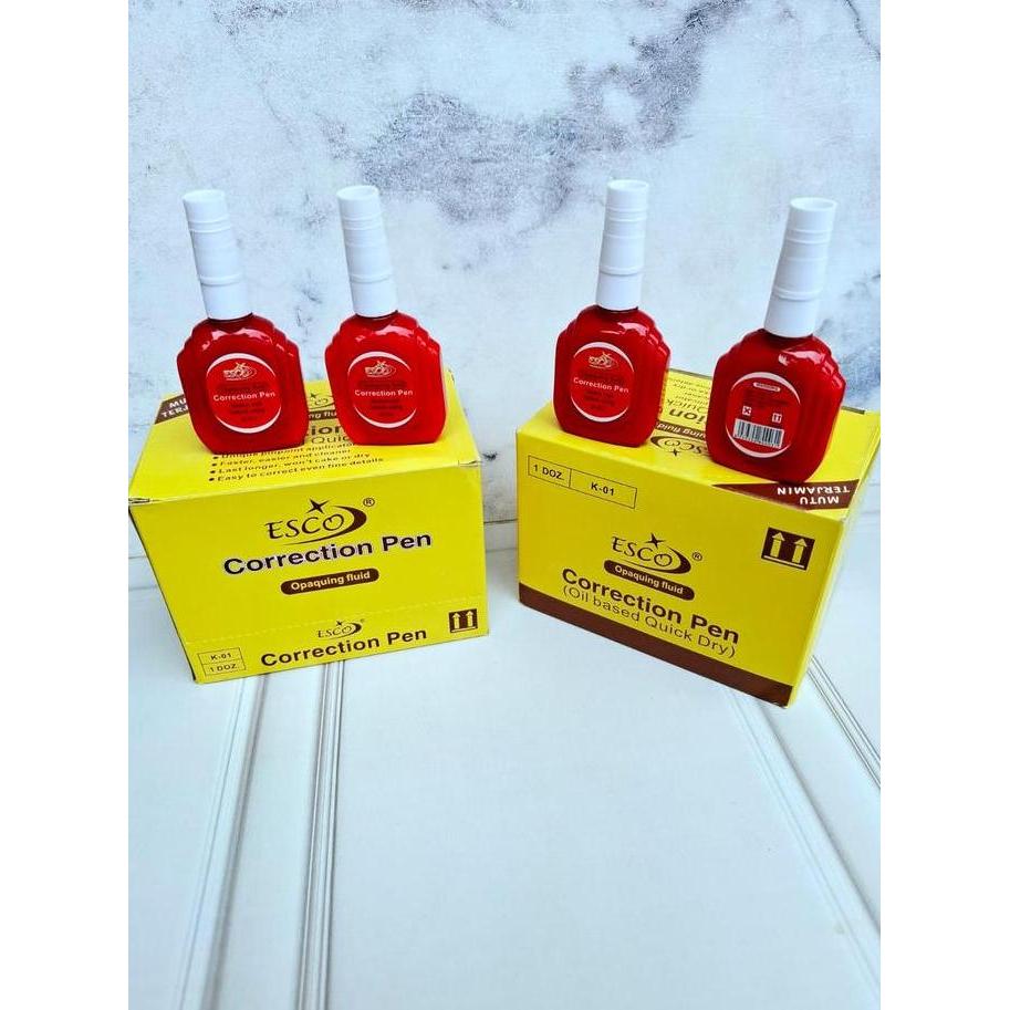 Yabanu_toko - Tip Ex Merah / 12 Pcs / Penghapus Cair Esco / Correction Pen / Tip Ex Cair Murah /Cair