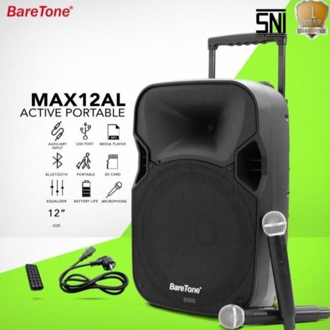 TERLARIS SPEAKER PORTABLE WIRELESS BARETONE MAX 12 AL BARETONE MAX 12AL 12 INCH
