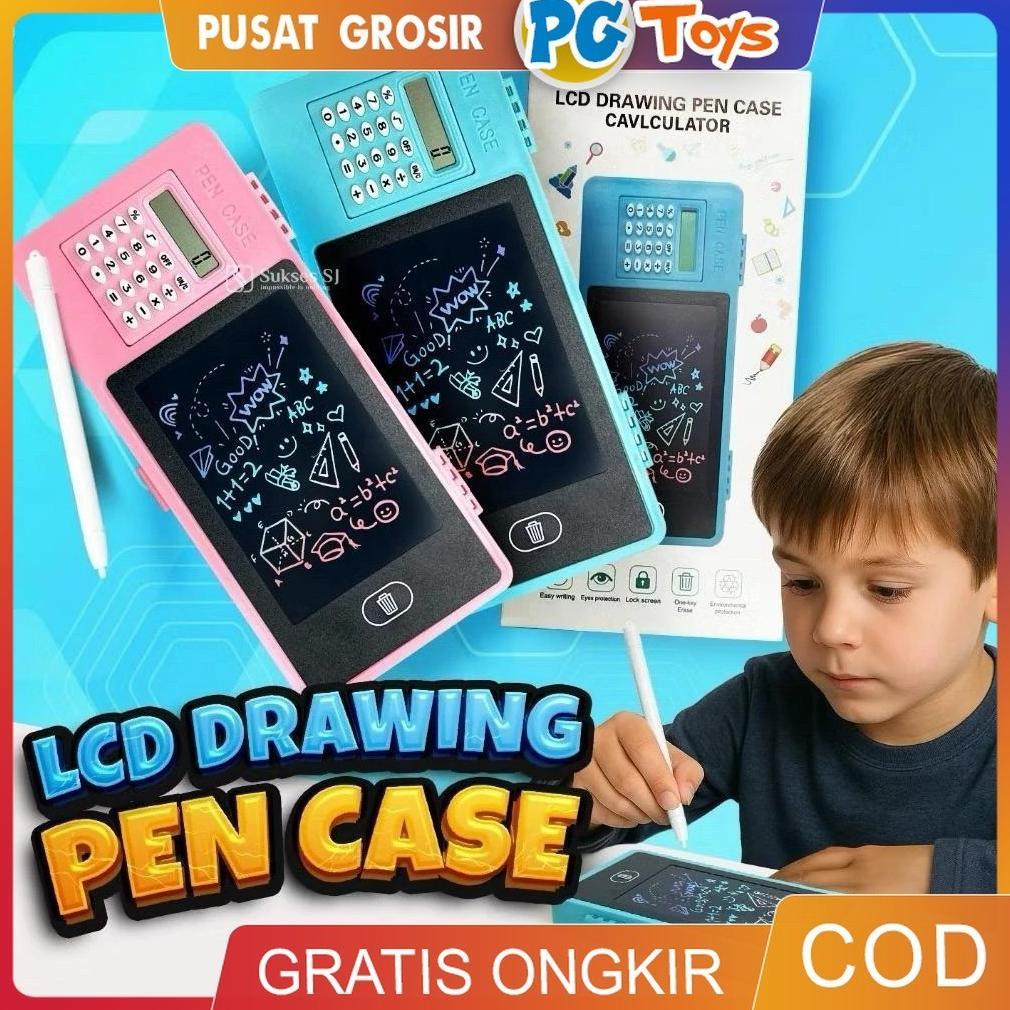 Exclusive 3In1 Lcd Drawing Pad + Kotak Pensil + Kalkulator Keren Box Digital Draw Board Papan Tulis 