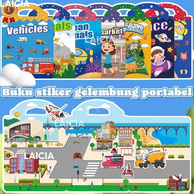 AONI CODReusable Children Sticker Book for kids 3D Jelly Sticker Book Scene Play Book Set Early Lear