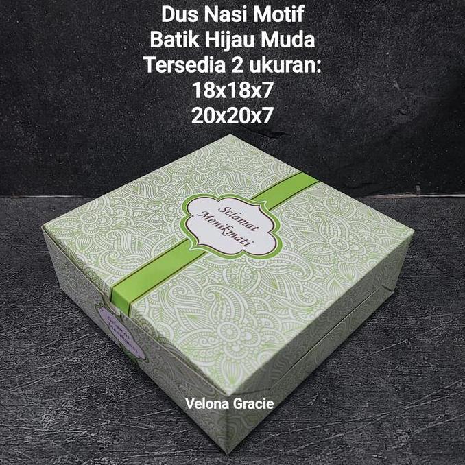 DUS NASI 20X20 MOTIF BATIK HIJAU MUDA ISI 50 PCS GS BOX BESEK //