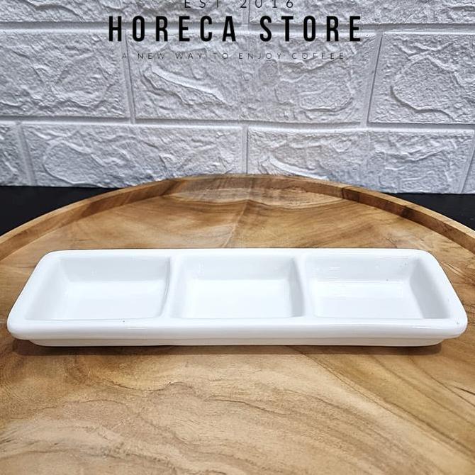 TERLARIS Divided Sauce Dish Keramik 3 sekat - Sauce Dish 3 side gratis ongkir