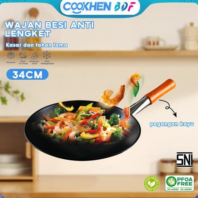 Wajan Seasoning Wajan Baja Wajan Kuali 34Cm Wajan Masak Seasoning Pan Stainless Steel Frying Pan 34C