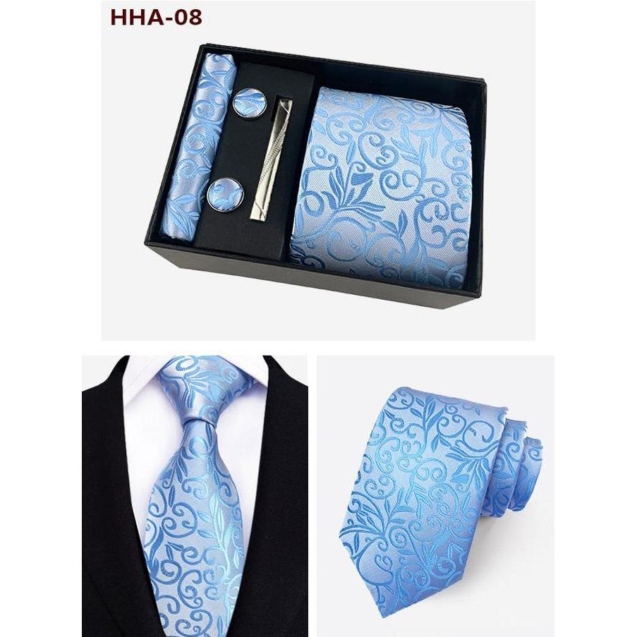 Dasi Set Premium Gift Set Kotak Hardbox Motif Batik Tie Blue Biru Muda