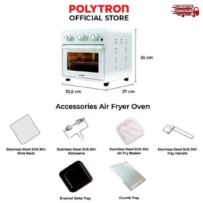 HARGA DISC - POLYTRON PEO 25S1 Air Fryer Oven 25L dengan Teknologi Light Steam dan Kipas Konveksi Be