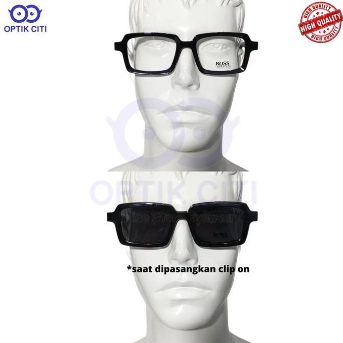 Frame Kacamata Clip On Kacamata Hitam Pria Wanita Bos 6033