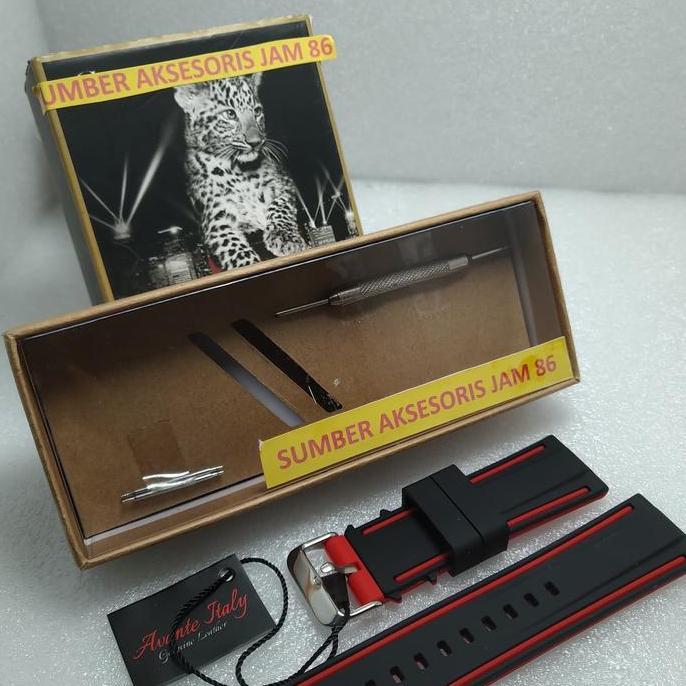 tali jam tangan karet Avante italy hitam Lis merah
