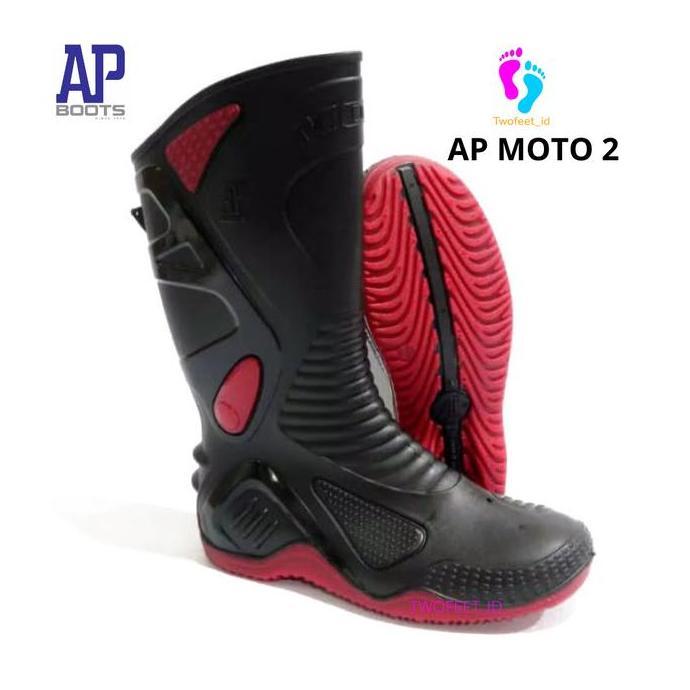 AP MOTO 2 - SEPATU AP BOOTS MOTO 2 - AP BOOTS MOTO 2 BLACK RED 38-45 - SEPATU BOOT SEPATU BIKERS