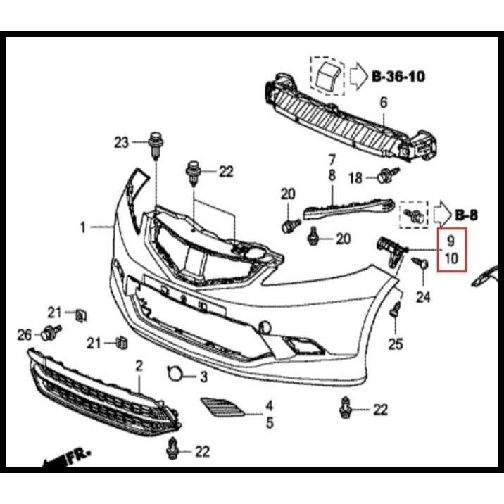 DISKON VIFE - BRACKET BUMPER BEMPER DEPAN JAZZ 2012-2013 JAZZ GE8