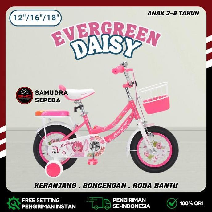 Sepeda Anak Mini Keranjang 12 16 18 inch Merk Evergreen Daisy Paste // Evergreen Penguin // Evergree