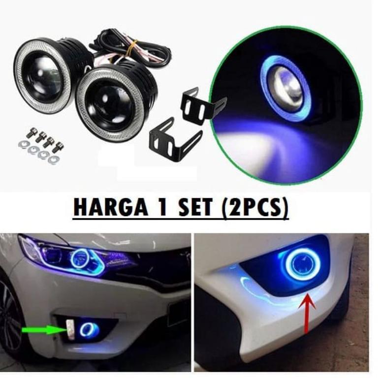 NEW Lampu Led FogLamp Mobil Angel eyes 89mm Lampu Bamper Mobil 12V Universal.. jazz Avanza, Livina d