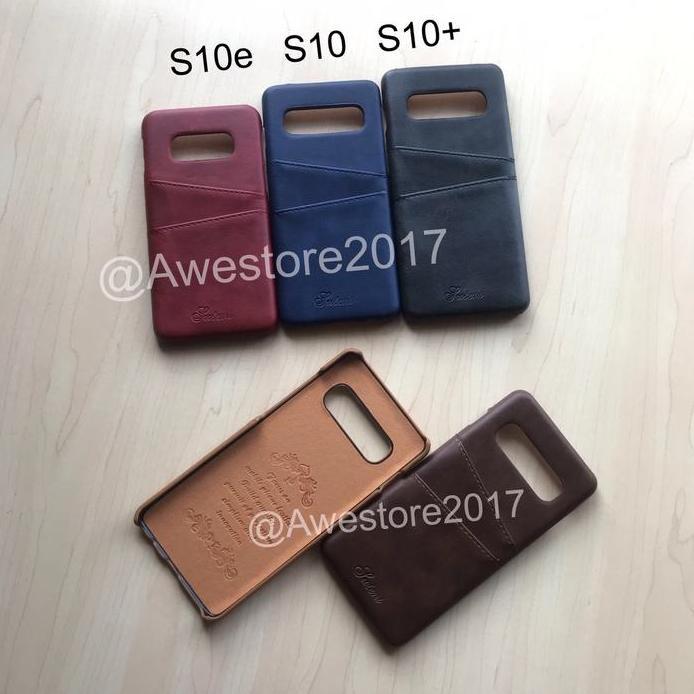 Leather Case Card Casing Kulit S10 S10+ S10e Lite S9 S9+ Note 8 9 Plus