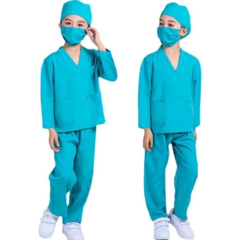 Best Seller Baju Profesi Dokter Anak Tangan Panjang - Baju Dokter Kecil - Kostum Profesi Anak Tk / S
