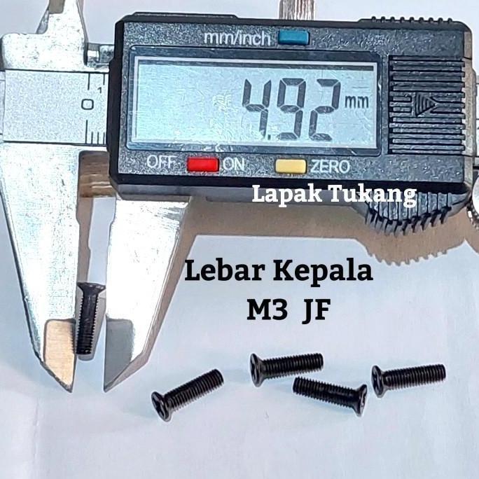 5Set Baut Mur Hitam Jf M3X18 M3X20 M3X22 M3X25 M3X30 Countersunk M3 Ready