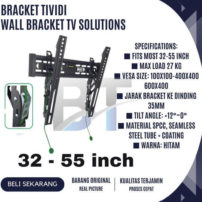 TERLARIS BRACKET TV FLAT PANEL TILT LED LCD PLASMA TV 32 - 55 INCH WALL MOUNT
