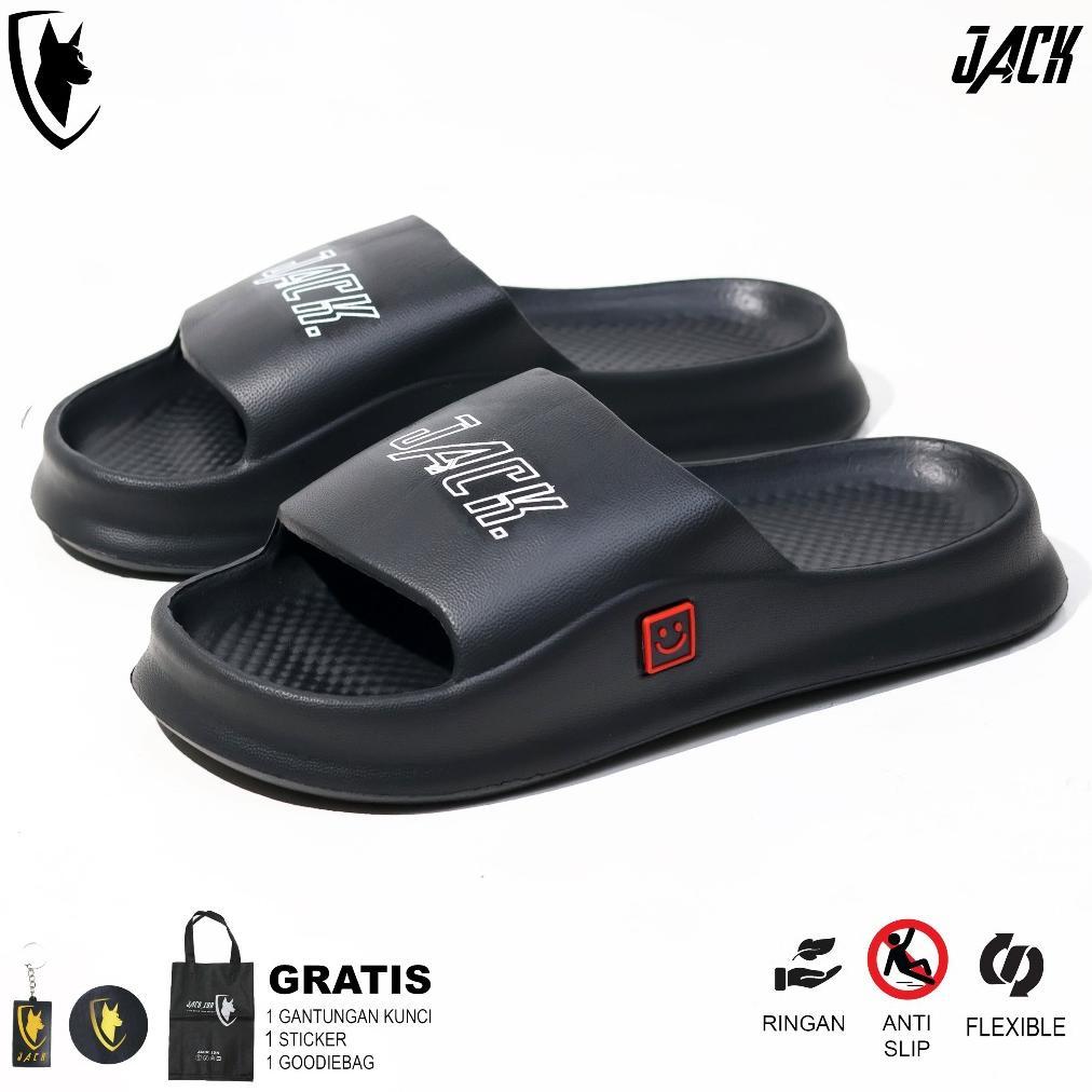 SUPER SALE JACK IDN Sandal SLides Pria  | SANDAL PRIA TERTA BLACK