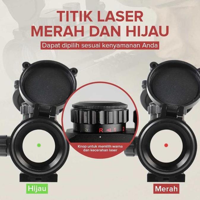Teropong Bidik Laser Optical Sight Rifle Scope Red Green Dot 3x Zoom GM