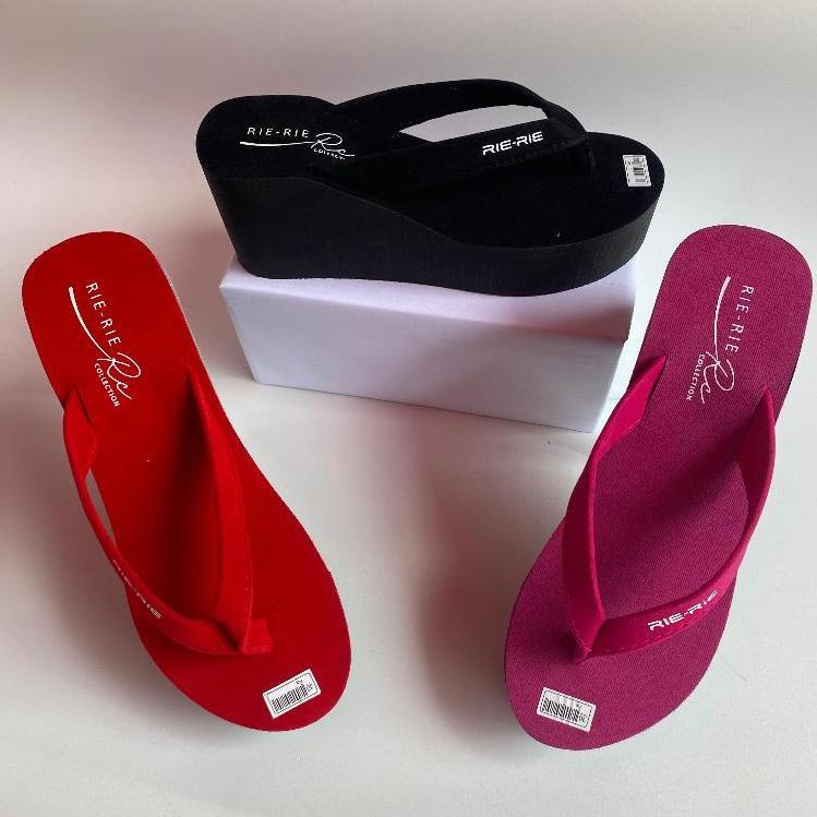 SALE BULAN INI Sandal Wedges Wanita Kekinian Spon Jepit Tinggi 9 CM