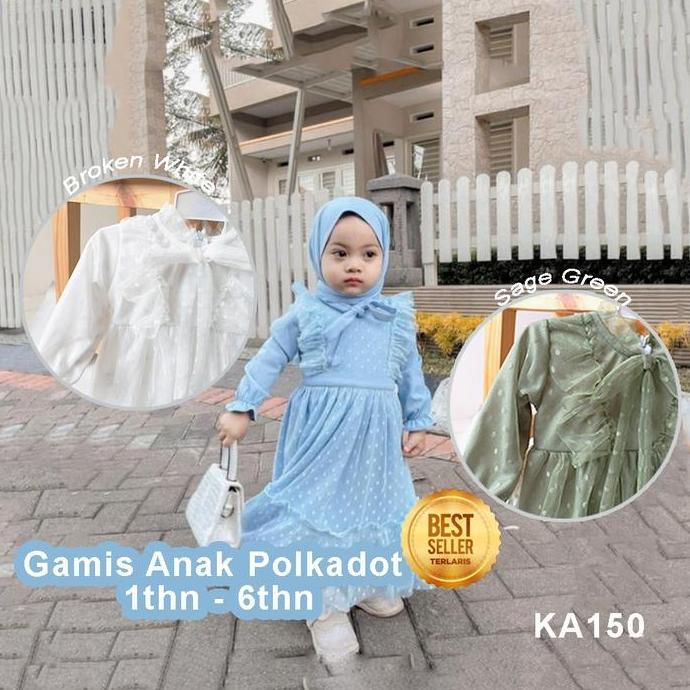 Gaun Baju Muslim Anak 1 Tahun Gamis Bayi Lengan Panjang Warna Putih Biru Sage Terlaris Tren 2025 Baj