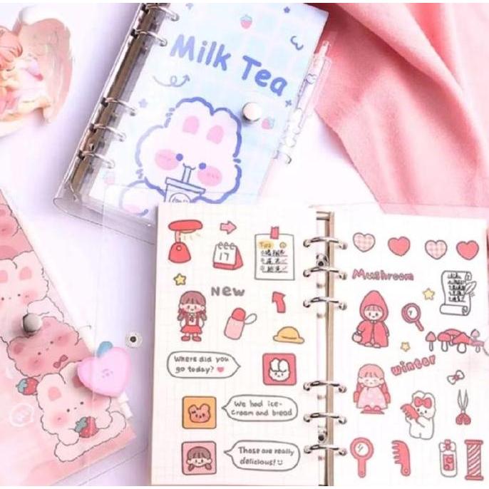 4indrashoppp  - buku binder a6 isi kertas 100 lembar 80 lembar karakter lucu daily planner aesthetic