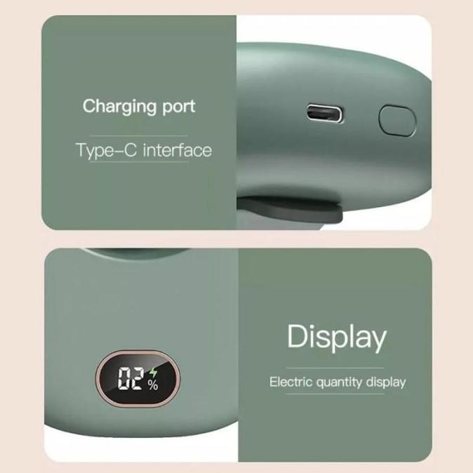 Kipas Angin Mini Premium Portable Hanging Fan 2000mAh Model Gantung Leher dengan 3 Kecepatan Angin &