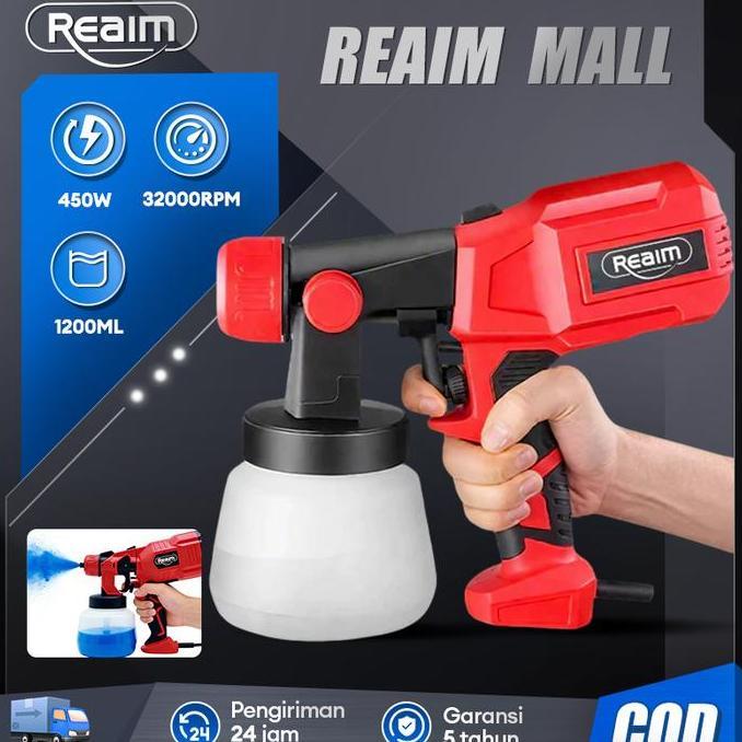 REAIM SPRAY GUN LISTRIK PRO MESIN CAT SEMPROT 450W 1200ML SPRAYER CAT ELEKTRIK ALAT SEMPROT CAT 3 PO