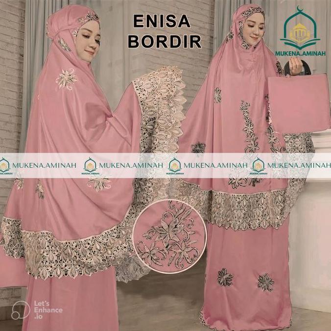 NEW MUKENA.AMINAH MUKENA DEWASA ENISA LUNA MAYA RENDA BORDIR SITI KHADIJAH PASTELEENA ATASAN LEMBUT 