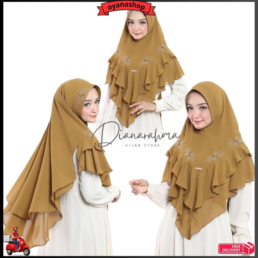 Jilbab Hijab Khimar Syar'I Ceruty Babydoll 2 Layer Rempel Payet Tidak Kaleng-Kaleng