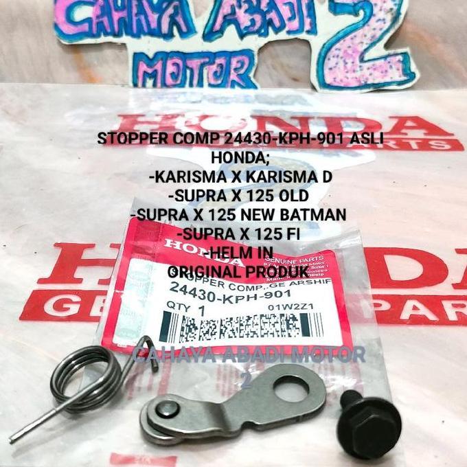 Stopper Perseneling Gigi Rasio Set+Per Baut 24430-Kph-901 Asli Honda Karisma Supra X 125 Karbu Helm 